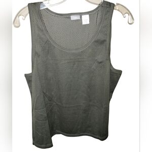 Vtg '98 J. Crew Gym Tank Top L Olive Green  Athletic Mesh Polyester Mint